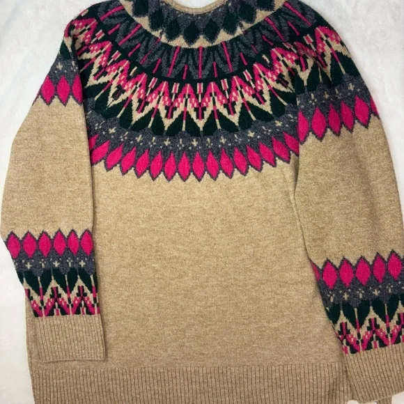 Vince Camuto Tan and Pink Fair Isle Sweater - Picture 4 of 7
